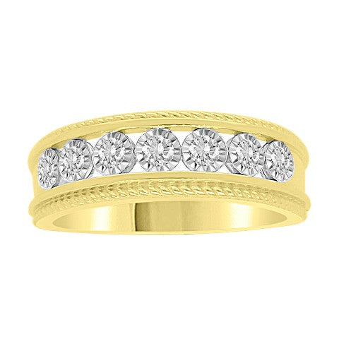 MEN'S BAND 0.50CT ROUND DIAMOND 10K YELLOW GOLD