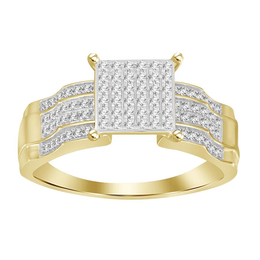 LADIES RING 0.30CT ROUND DIAMOND 10K YELLOW GOLD