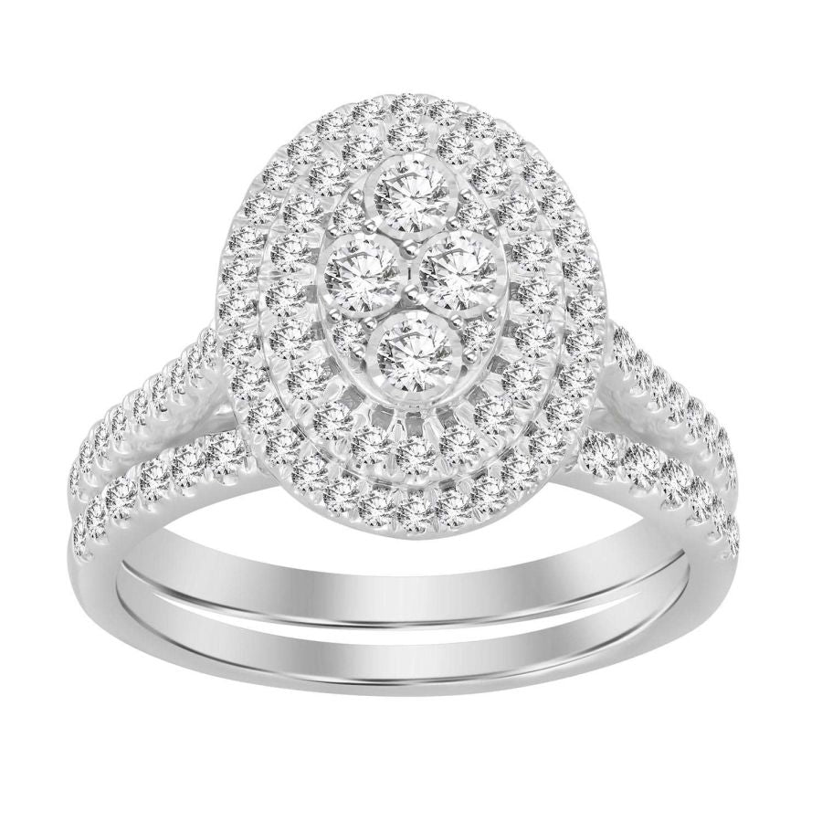 LADIES BRIDAL SET 0.75CT ROUND DIAMOND 10K WHITE GOLD