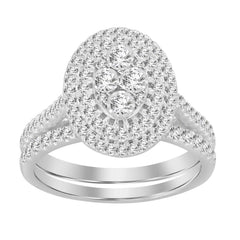 LADIES BRIDAL SET 0.75CT ROUND DIAMOND 10K WHITE GOLD