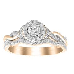 LADIES BRIDAL SET 0.33CT ROUND DIAMOND 10K ROSE GOLD