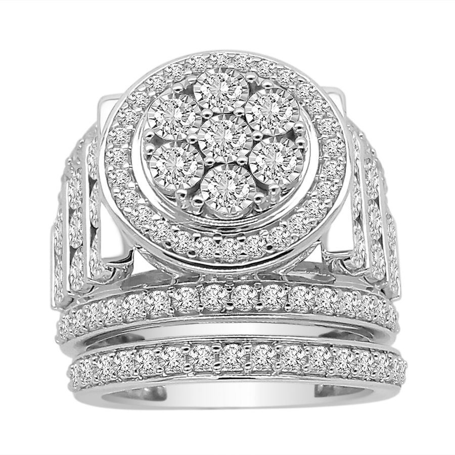 LADIES BRIDAL SET 2.00CT ROUND DIAMOND 10K WHITE GOLD