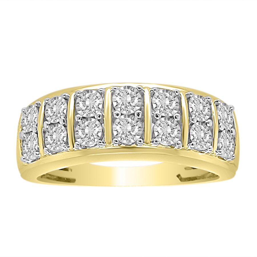 MEN'S RING 0.50CT ROUND DIAMOND 10K YELLOW GOLD