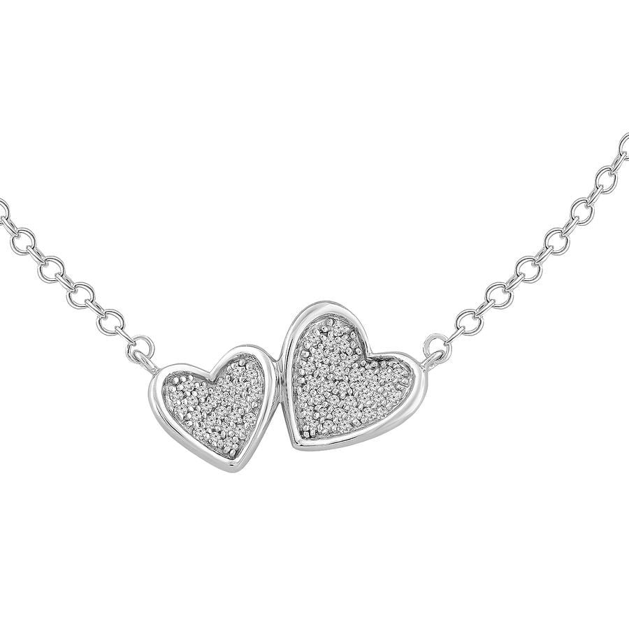 LADIES NECKLACE 0.10CT ROUND DIAMOND 10K WHITE GOLD