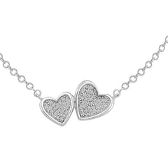 LADIES NECKLACE 0.10CT ROUND DIAMOND 10K WHITE GOLD