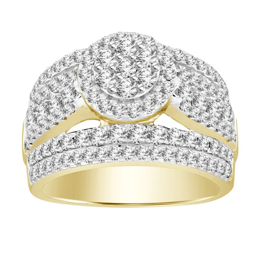 LADIES RING 2.00CT ROUND DIAMOND 10K YELLOW GOLD