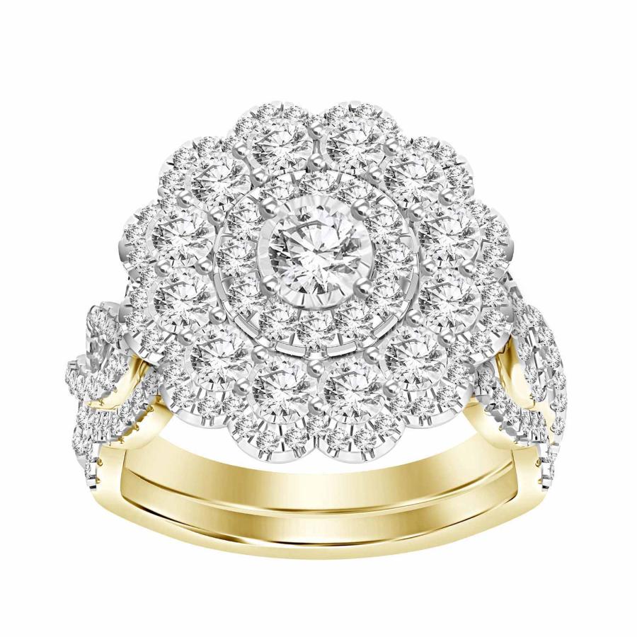 LADIES BRIDAL SET 1.00CT ROUND DIAMOND 14K YELLOW GOLD