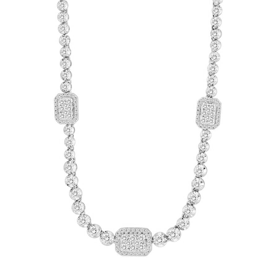 LADIES NECKLACE 2.50CT ROUND DIAMOND 14K WHITE GOLD