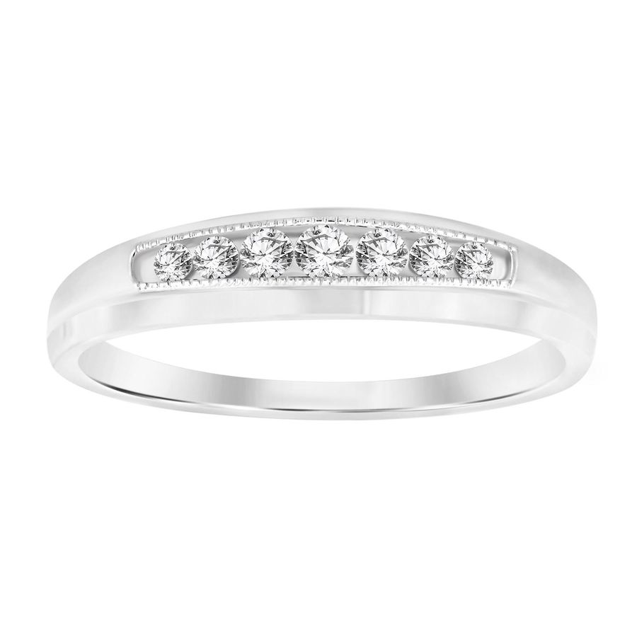 MEN'S BAND 0.15CT ROUND DIAMOND 10K WHITE GOLD