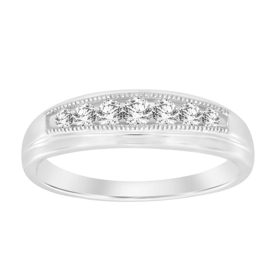 MEN'S BAND 0.25CT ROUND DIAMOND 10K WHITE GOLD