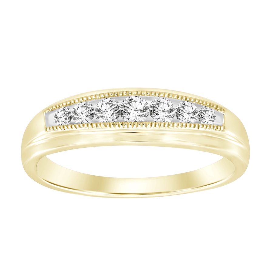 MEN'S BAND 0.25CT ROUND DIAMOND 10K YELLOW GOLD