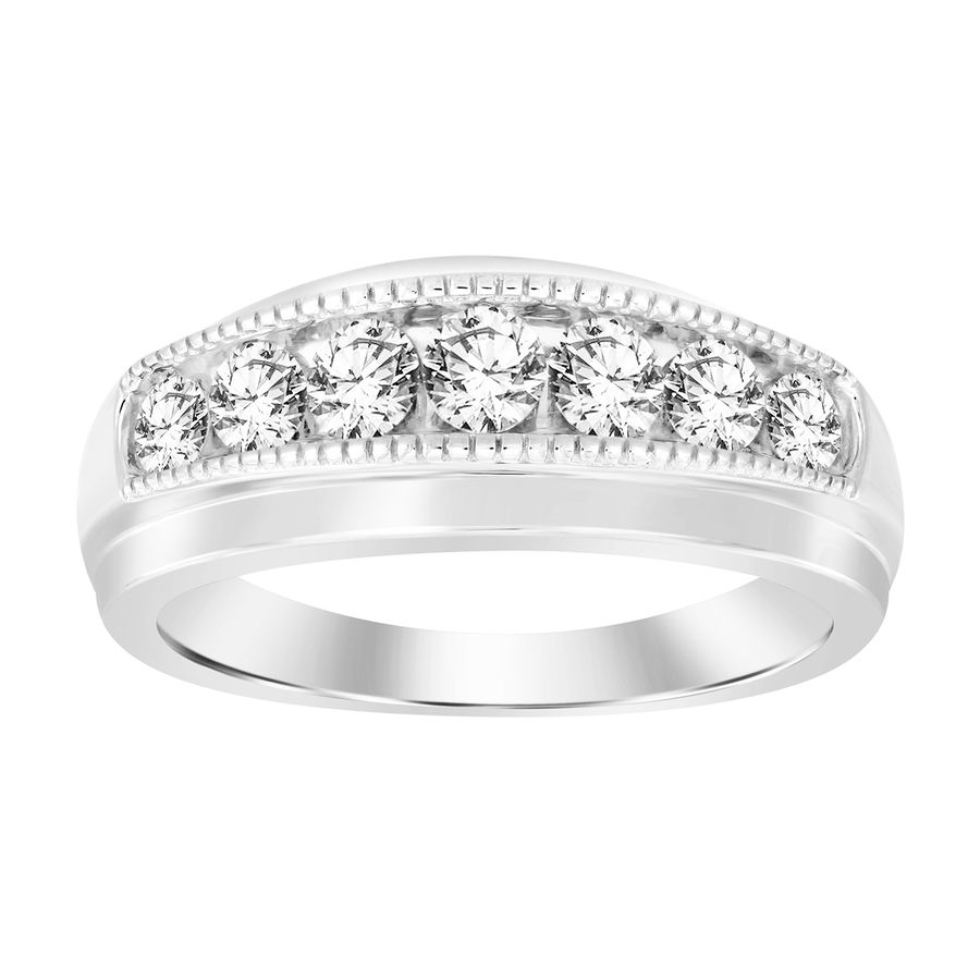 MEN'S BAND 0.75CT ROUND DIAMOND 10K WHITE GOLD