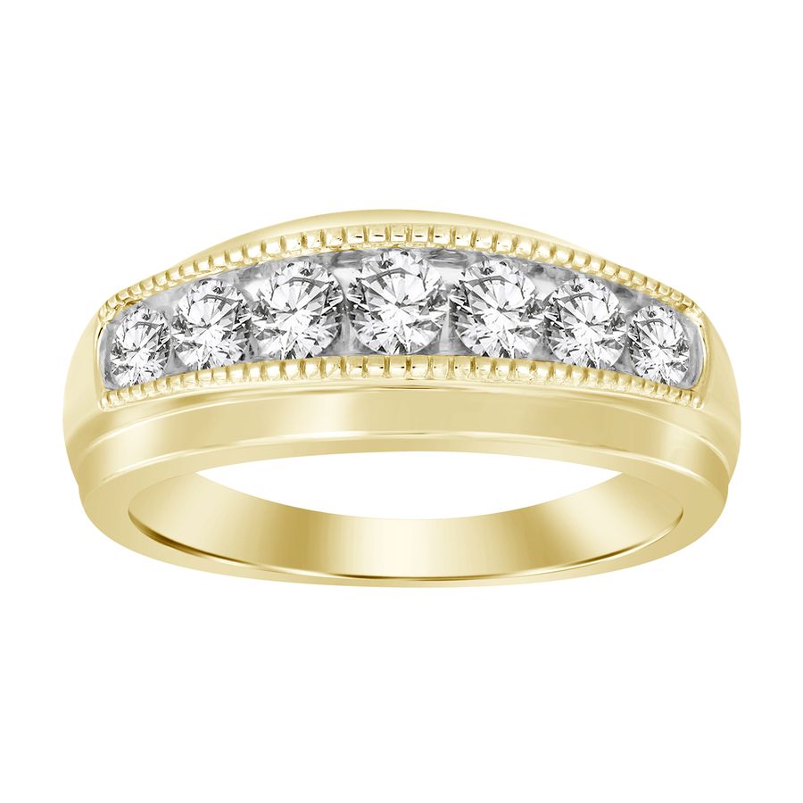 MEN'S BAND 0.75CT ROUND DIAMOND 10K YELLOW GOLD