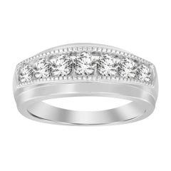 MEN'S BAND 1.00CT ROUND DIAMOND 10K WHITE GOLD