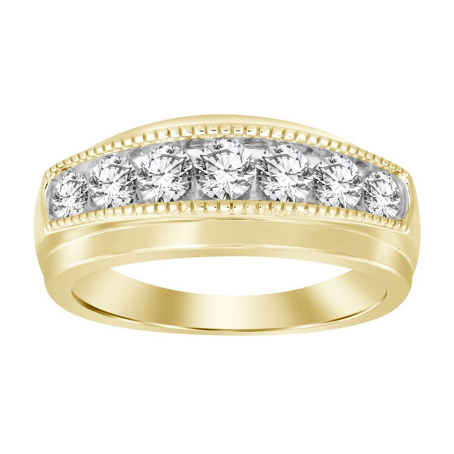 MEN'S BAND 1.00CT ROUND DIAMOND 10K YELLOW GOLD