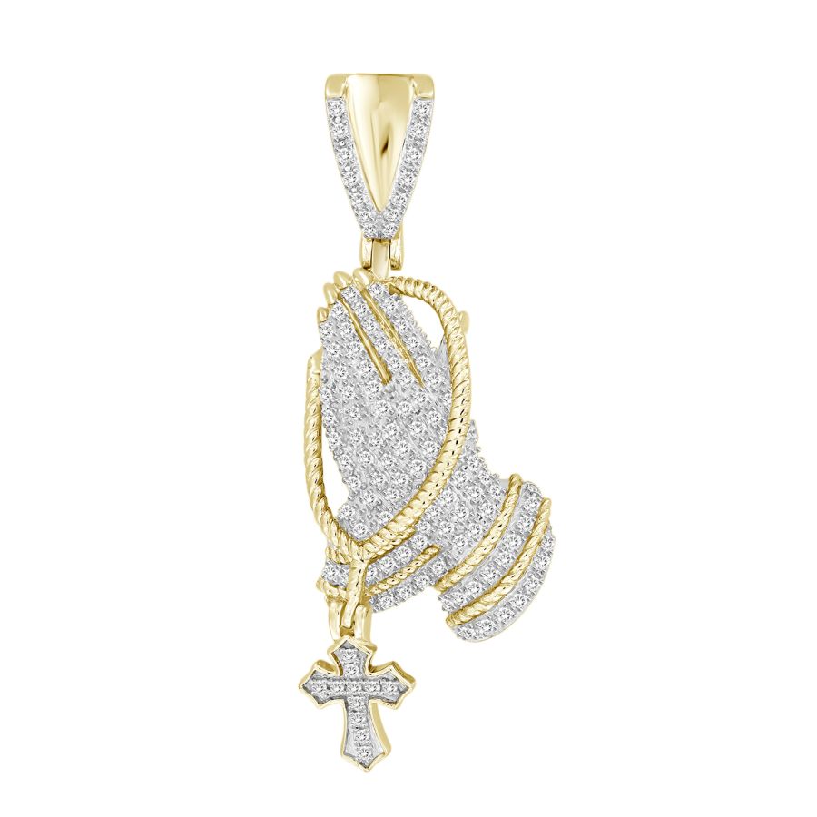 MEN'S CHARM PENDANT 0.33CT ROUND DIAMOND 10K YELLOW GOLD