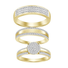 LADIES TRIOS SET 0.50CT ROUND DIAMOND 10K YELLOW GOLD