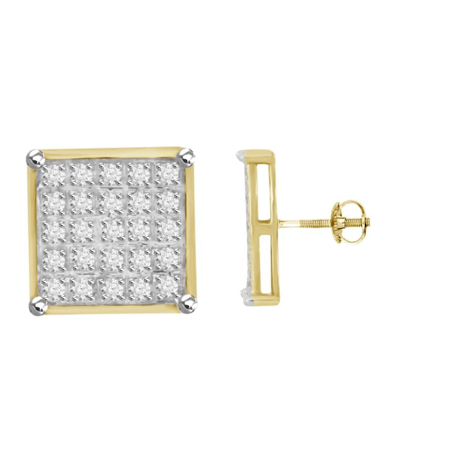 MEN'S YUVA EARRINGS 0.15CT ROUND DIAMOND 14K YELLOW GOLD