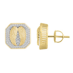 MEN'S STUD EARRINGS 0.50CT ROUND DIAMOND 10K YELLOW GOLD