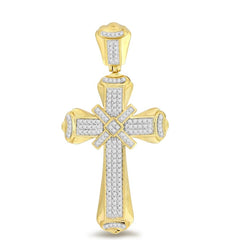 MEN'S CROSS 0.50CT ROUND DIAMOND 14K YELLOW GOLD