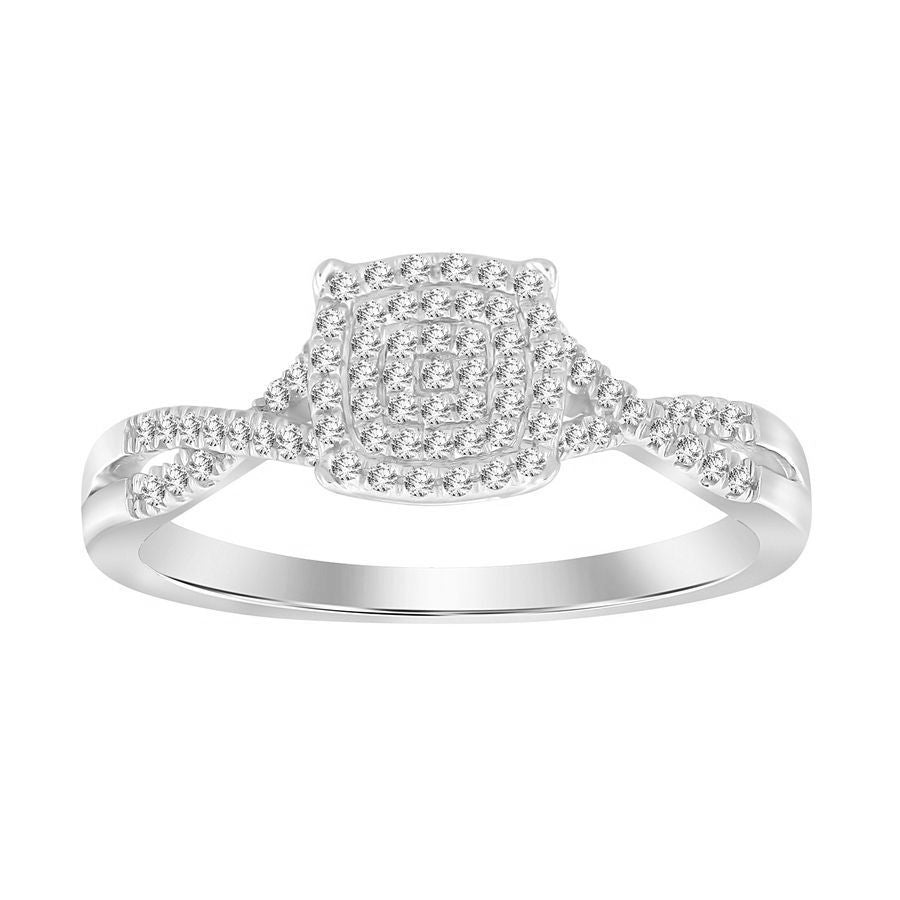 LADIES RING 0.15CT ROUND DIAMOND 10K WHITE GOLD