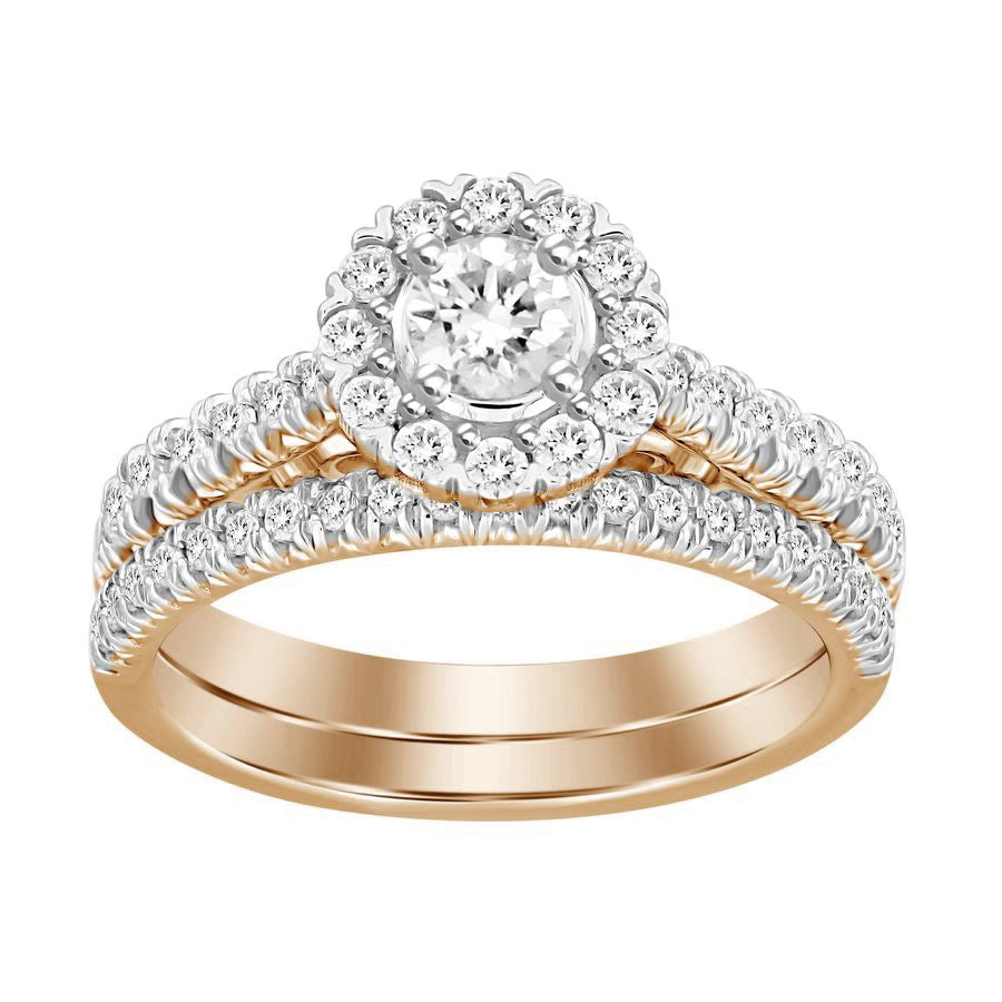 LADIES BRIDAL SET 1.00CT ROUND DIAMOND 14K ROSE GOLD (SI QUALITY) (CENTER STONE 0.33CT ROUND DIAMOND)