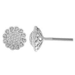 LADIES STUD EARRINGS 0.10CT ROUND DIAMOND 10K WHITE GOLD