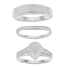 LADIES TRIOS SET 0.50CT ROUND DIAMOND 14K WHITE GOLD