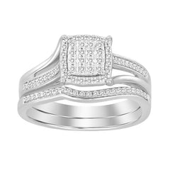 LADIES BRIDAL SET 0.25CT ROUND DIAMOND 10K WHITE GOLD