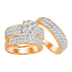 LADIES TRIOS SET 1.00CT ROUND DIAMOND 10K ROSE GOLD