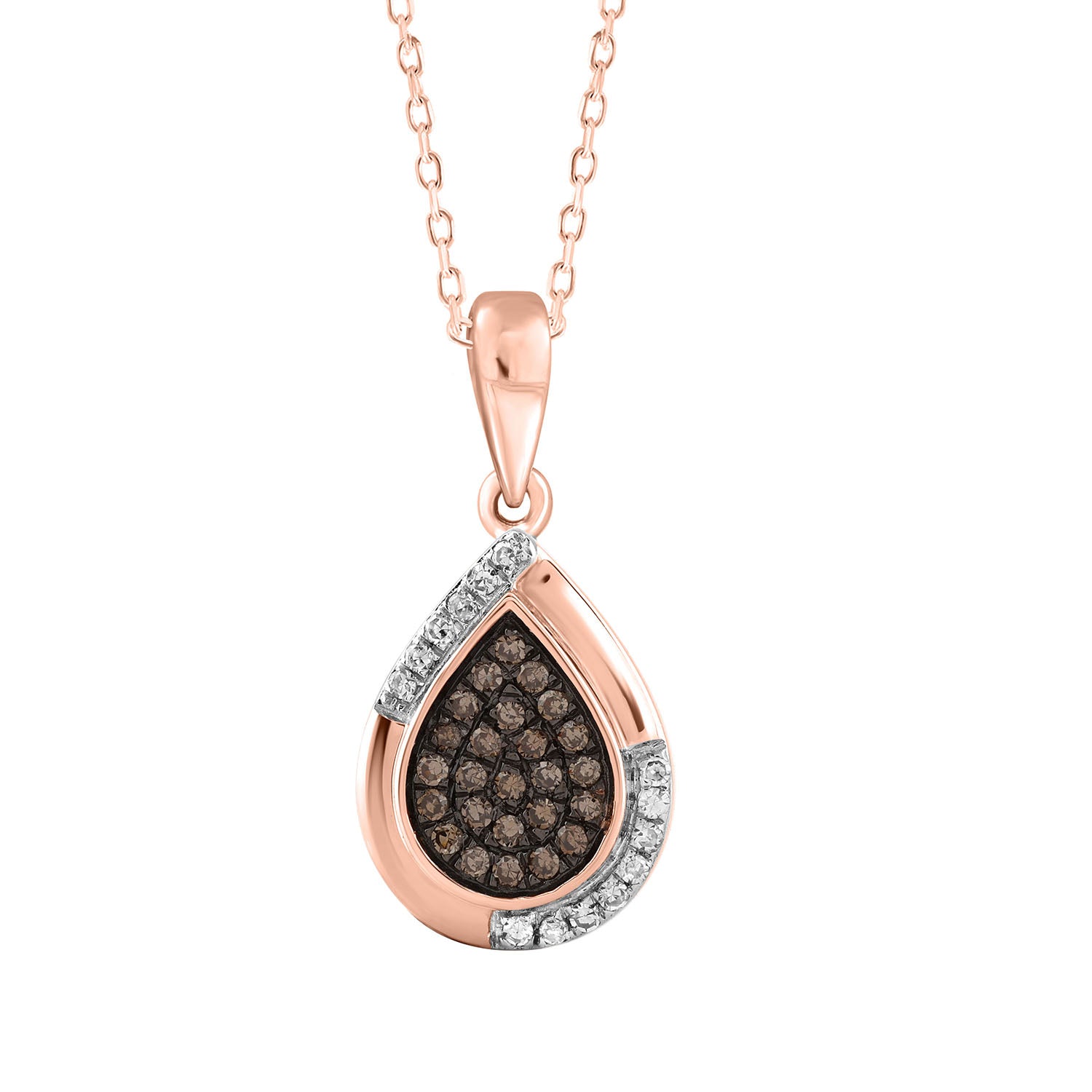 LADIES PENDANT 0.15CT ROUND/DARK BROWN DIAMOND 14K ROSE GOLD