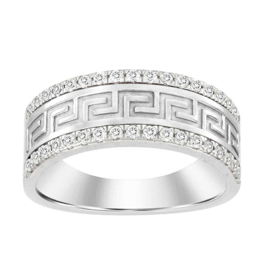 MEN'S BAND 0.50CT ROUND DIAMOND 14K WHITE GOLD