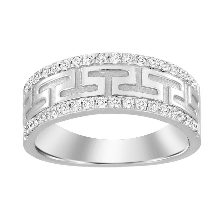 MEN'S RING 0.50CT ROUND DIAMOND 10K WHITE GOLD