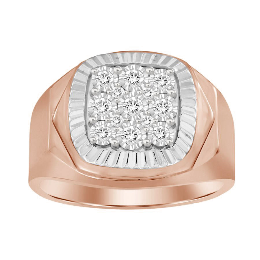 MEN'S RING 0.25CT ROUND DIAMOND 10K ROSE GOLD