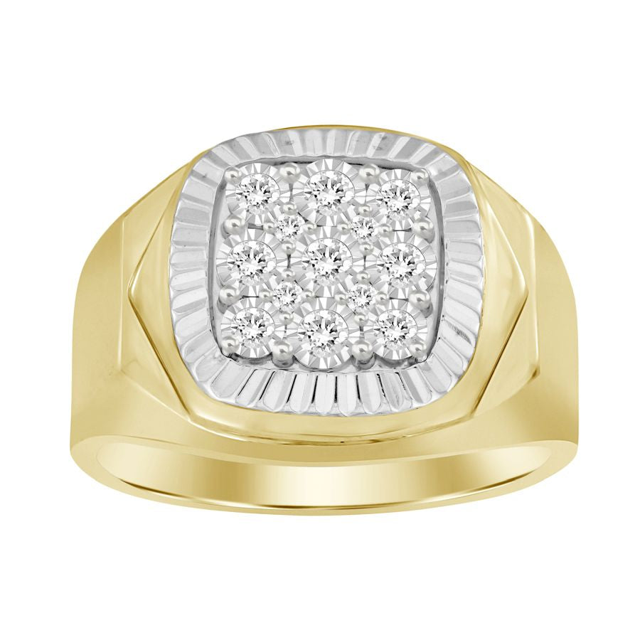 MEN'S RING 0.25CT ROUND DIAMOND 10K WHITE GOLD