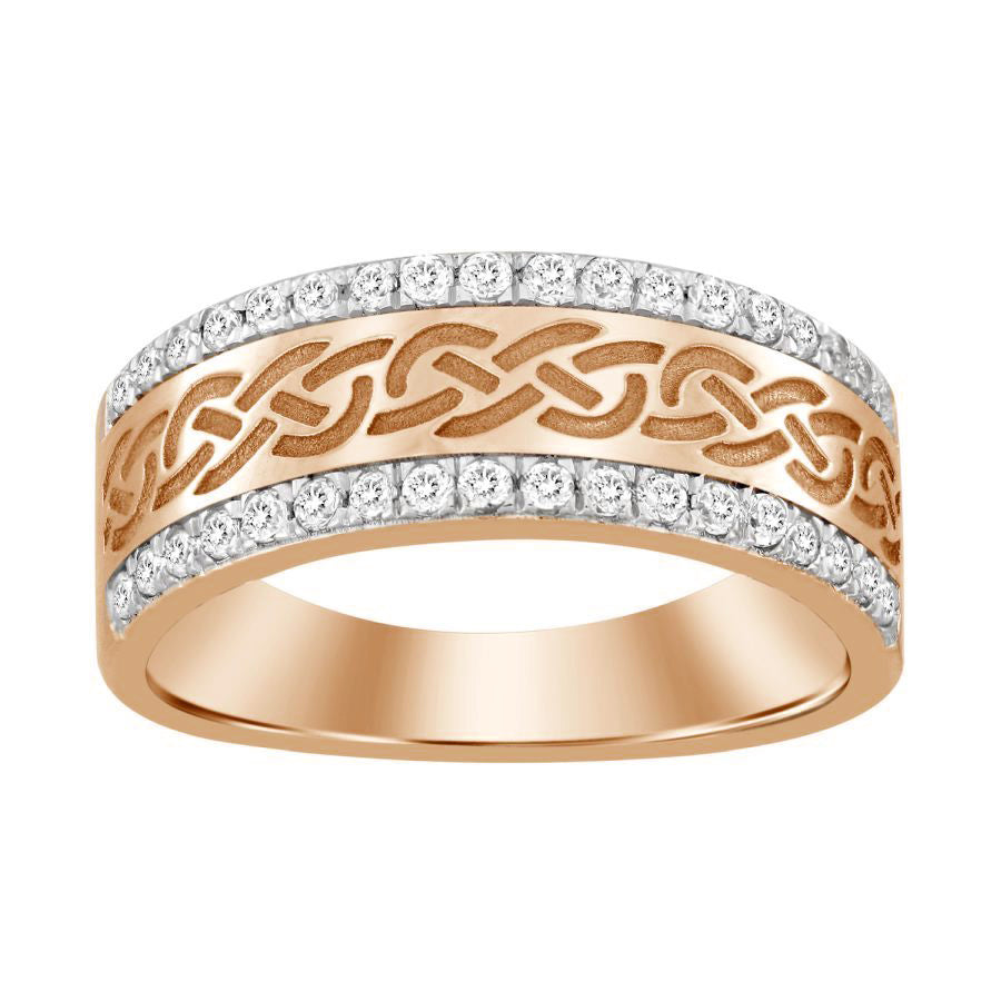 MEN'S BAND 0.50CT ROUND DIAMOND 14K ROSE GOLD