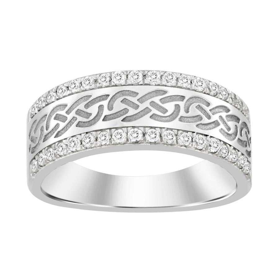 MEN'S BAND 0.50CT ROUND DIAMOND 14K WHITE GOLD