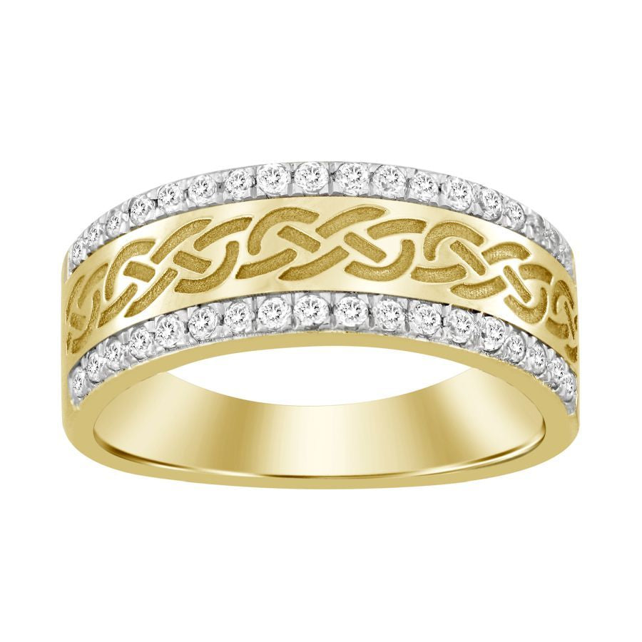 MEN'S BAND 0.50CT ROUND DIAMOND 14K YELLOW GOLD