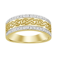 MEN'S BAND 0.50CT ROUND DIAMOND 14K YELLOW GOLD (SI QUALITY)