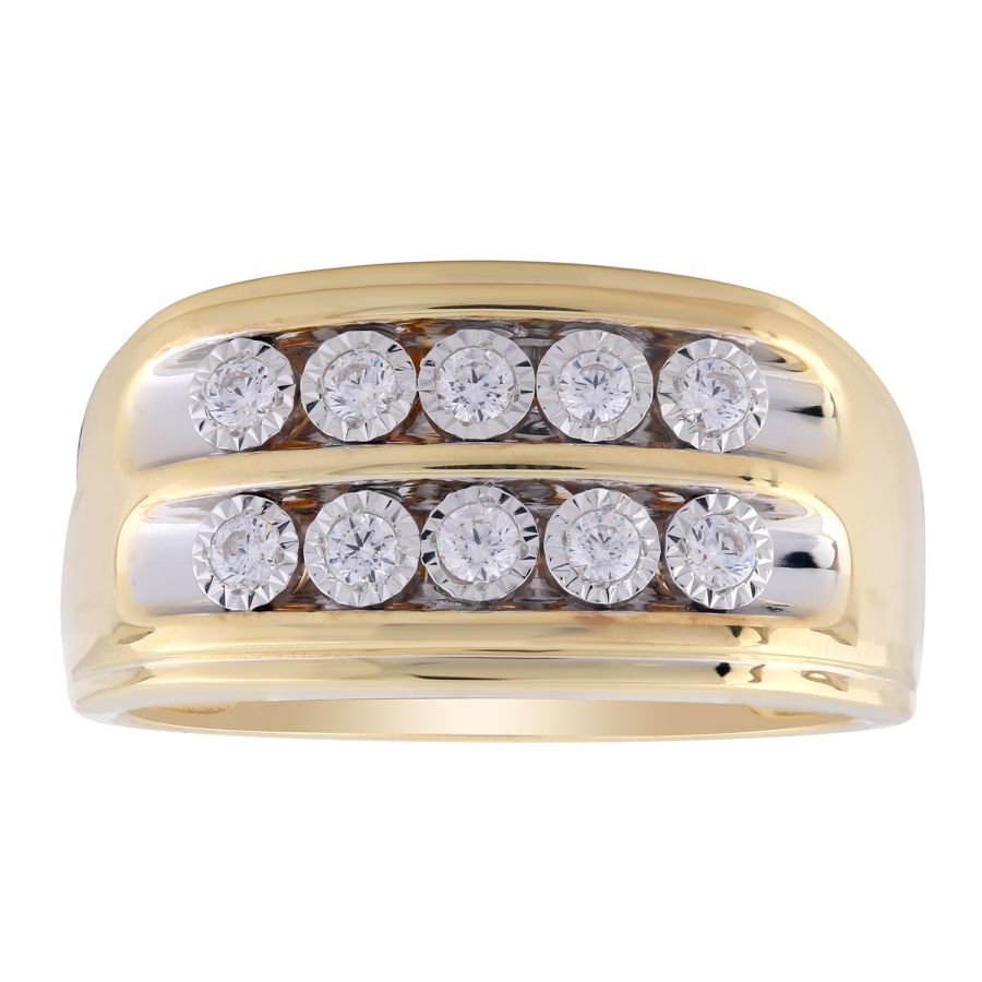 MEN'S RING 0.33CT ROUND DIAMOND 10K YELLOW GOLD