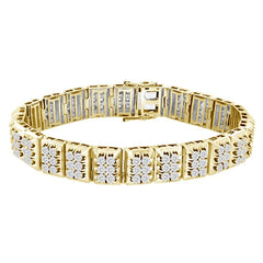 MEN'S BRACELET 2.00CT ROUND DIAMOND 10K YELLOW GOLD