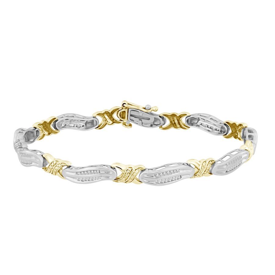 LADIES BRACELET 0.50CT ROUND DIAMOND 10K WHITE/YELLOW GOLD