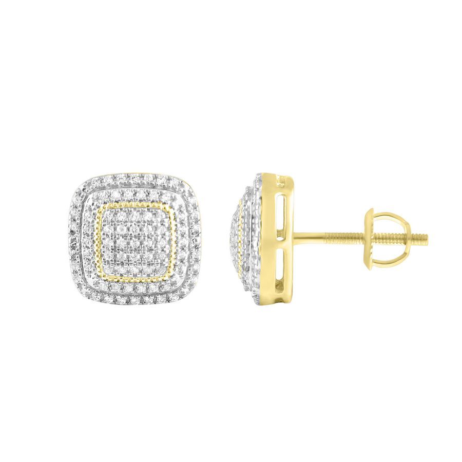 LADIES STUD EARRINGS 0.25CT ROUND DIAMOND 10K YELLOW GOLD