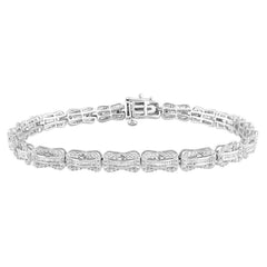 LADIES BRACELET 1.00CT ROUND/BAGUETTE DIAMOND 10K WHITE GOLD