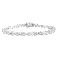 LADIES BRACELET 1.00CT ROUND/BAGUETTE DIAMOND 10K WHITE GOLD