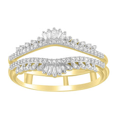 LADIES RING 0.25CT ROUND/BAGUETTE DIAMOND 14K YELLOW GOLD