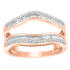 LADIES RING 0.25CT ROUND/BAGUETTE DIAMOND 14K ROSE GOLD