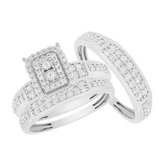 LADIES TRIOS 1.00CT ROUND DIAMOND 10K WHITE GOLD