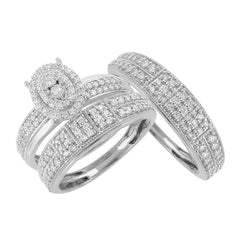 LADIES TRIOS 1.00CT ROUND DIAMOND 10K WHITE GOLD