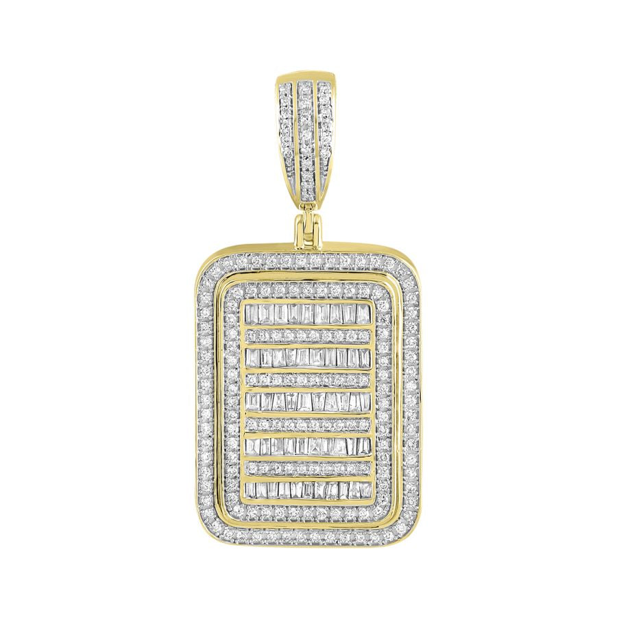 MEN'S PENDANT 1.50CT ROUND/BAGUETTE DIAMOND 10K YELLOW GOLD